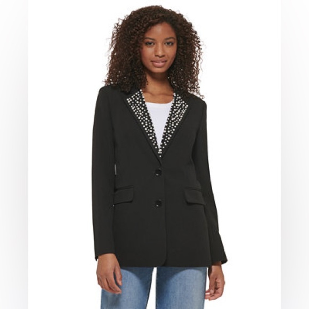 KARL LAGERFELD PARIS Pearl Studded Blazer Sz 12